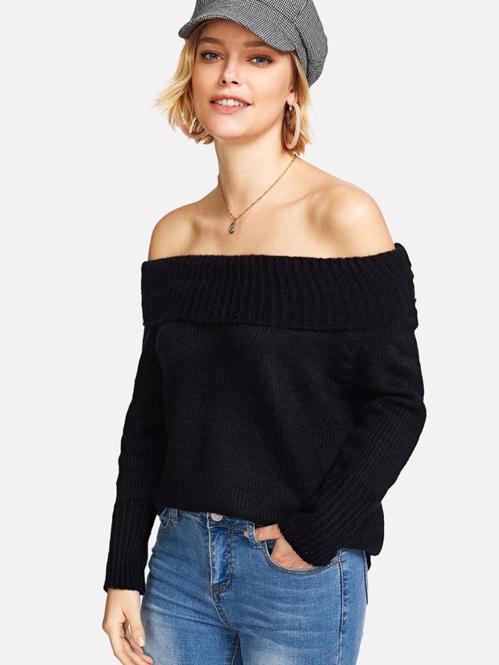 Shein Foldover Bardot Slouchy Sweater