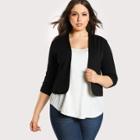 Shein Plus Shirred Cuff Stretch Knit Blazer