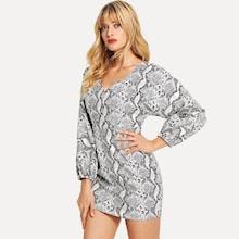 Shein Snake Print Bishop Sleeve Dress
