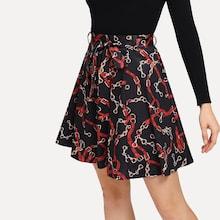 Shein Self Tie Chain Print Skirt