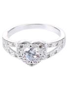 Shein Silver Crystal Heart Shaped Love Wedding Ring