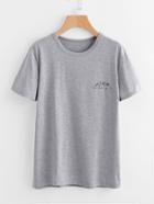 Shein Mountain Print Marled T-shirt