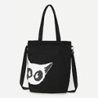 Shein Cat Print Canvas Bag