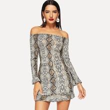 Shein Off Shoulder Snake Print Dress