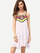Shein White Spaghettic Strap Geometric Sequeined Swing Dress