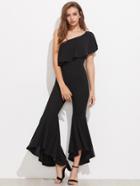 Shein Flounce One Shoulder Flared Jumpsuit