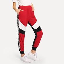 Shein Lettering Tape Side Color Block Sweatpants
