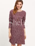 Shein Burgundy  Round Neck Asymmetric Dress