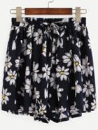 Shein Navy Floral Print Skirt Shorts