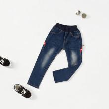 Shein Boys Zipper Detail Letter Print Denim Pants