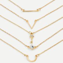 Shein Letter V & Key Design Link Bracelet Set