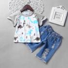 Shein Boys Dinosaur Print Tee With Jeans