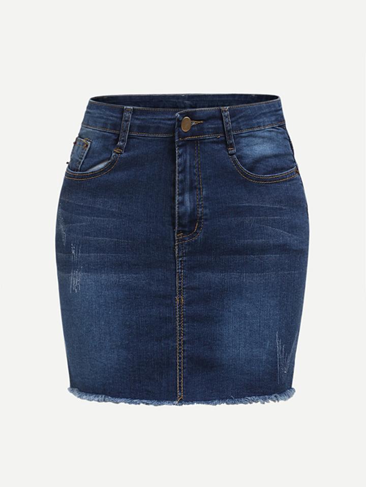 Shein Raw Hem Denim Skirt
