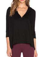 Shein Black Hooded Split Loose T-shirt