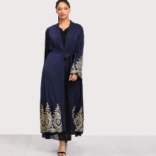 Shein Plus Lace Crochet Contrast Tie Waist Coat