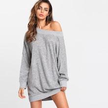 Shein Off Shoulder Marled Knit Sweater Dress