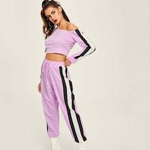 Shein Cut And Sew Crop Top & Sweatpants Set