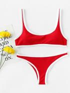 Shein Contrast Trim Scoop Neck Bikini Set