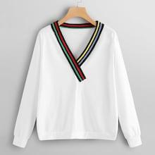 Shein Contrast Taped V-neck Sweatshirt
