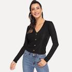 Shein V Neck Buttoned Top