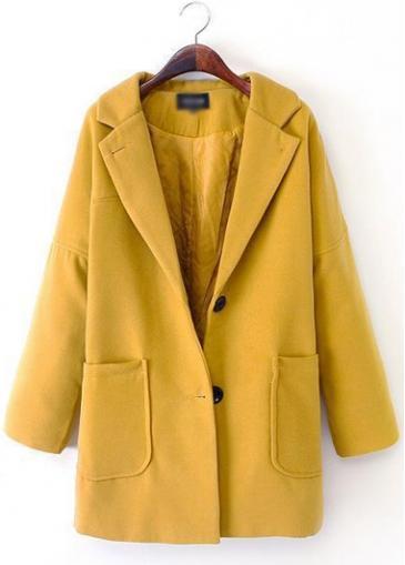 Rosewe Catching Turndown Collar Long Sleeve Coat With Button