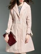 Shein Apricot Lapel Elastic-waist Pockets Coat