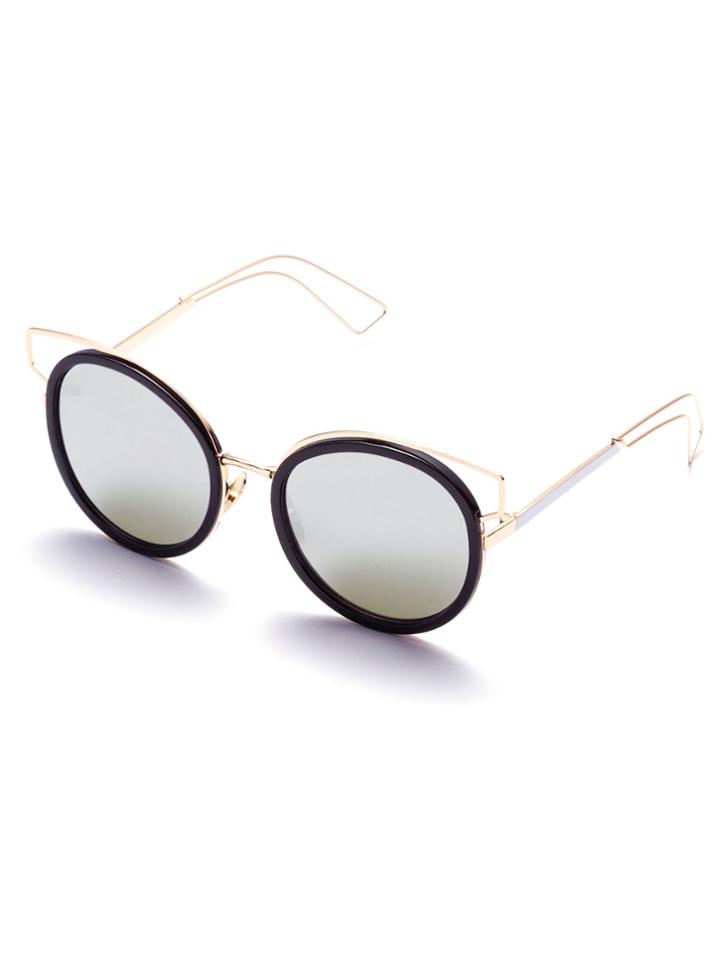 Shein Black Metal Frame Cut Out Sunglasses