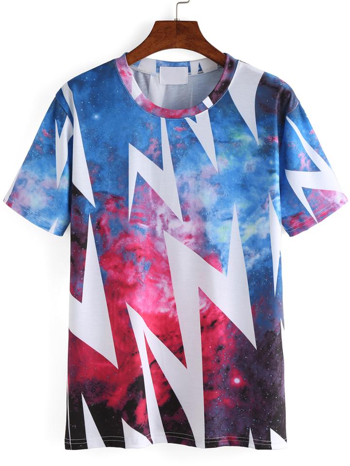 Shein Ombre Zig-zag Print T-shirt
