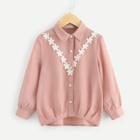 Shein Girls Contrast Lace Appliques Shirt