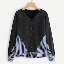 Shein Button Front Striped Jacket