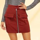 Shein Pocket Front Zip Up Skirt
