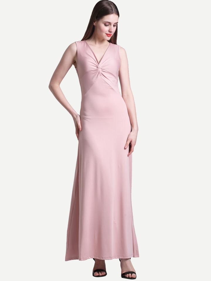 Shein V-neckline Twist Front Full Length Dress