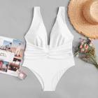 Shein Ruched Plain Swimsuit