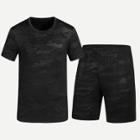 Shein Men Solider Plain Tee With Shorts