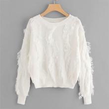 Shein Fringe Trim Knit Sweater