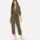 Shein Roll Tab Sleeve Button Front Self Belted Jumpsuit
