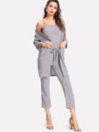 Shein Ribbed Cami Top&drawstring Waist Pants&coat