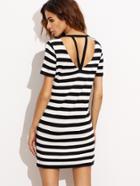 Shein Contrast Striped Cutout Back Sheath Dress