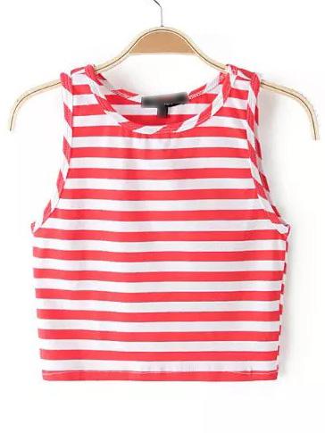 Shein Red Striped Crop Top