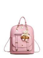 Shein Pocket Front Pu Backpack With Bear