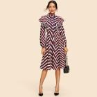Shein Ruffle Armhole Chevron Mock Dress