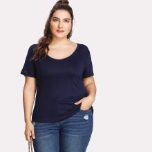Shein Plus Pocket Detail Solid Tee