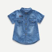Shein Boys Letter Embroidery Denim Blouse