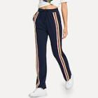 Shein Striped Side Drawstring Straight Leg Pants