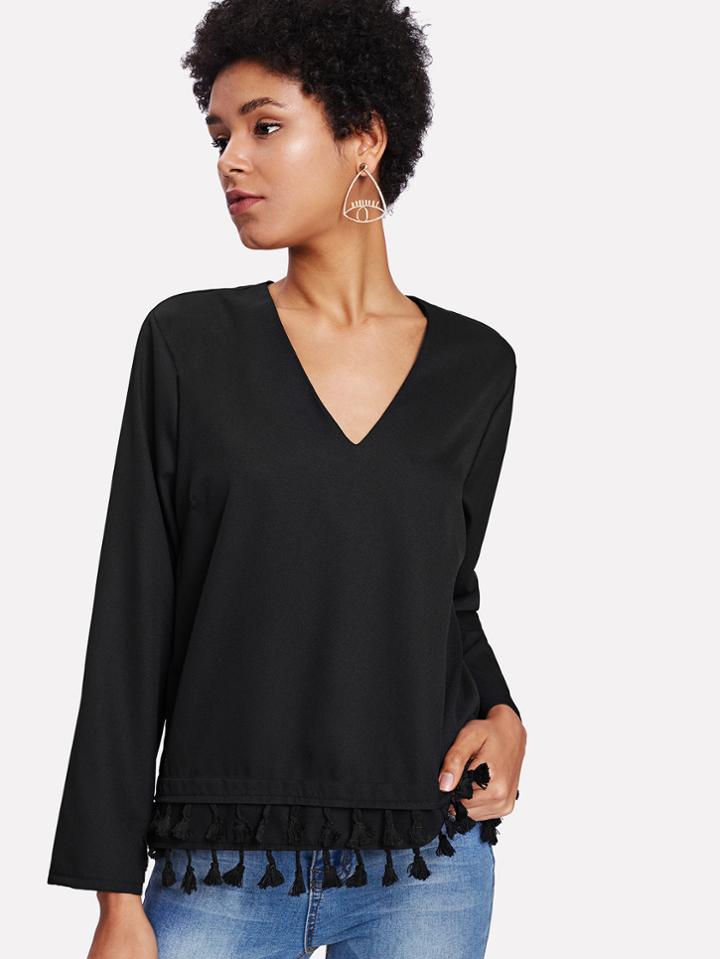 Shein Tassel Hem Blouse