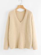 Shein V Neck Fluffy Jumper