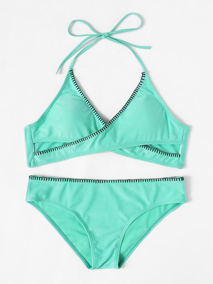 Shein Knot Back Wrap Halter Bikini Set