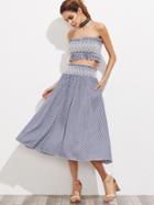 Shein Gingham Frill Trim Bandeau Top With Skirt