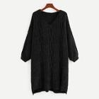 Shein Plus Drop Shoulder Cable Knit Chenille Sweater