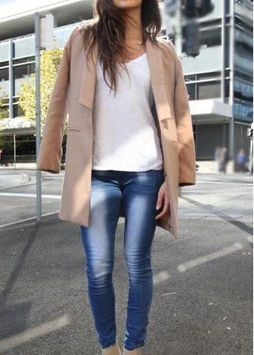 Rosewe Khaki Long Sleeve Button Closure Coat